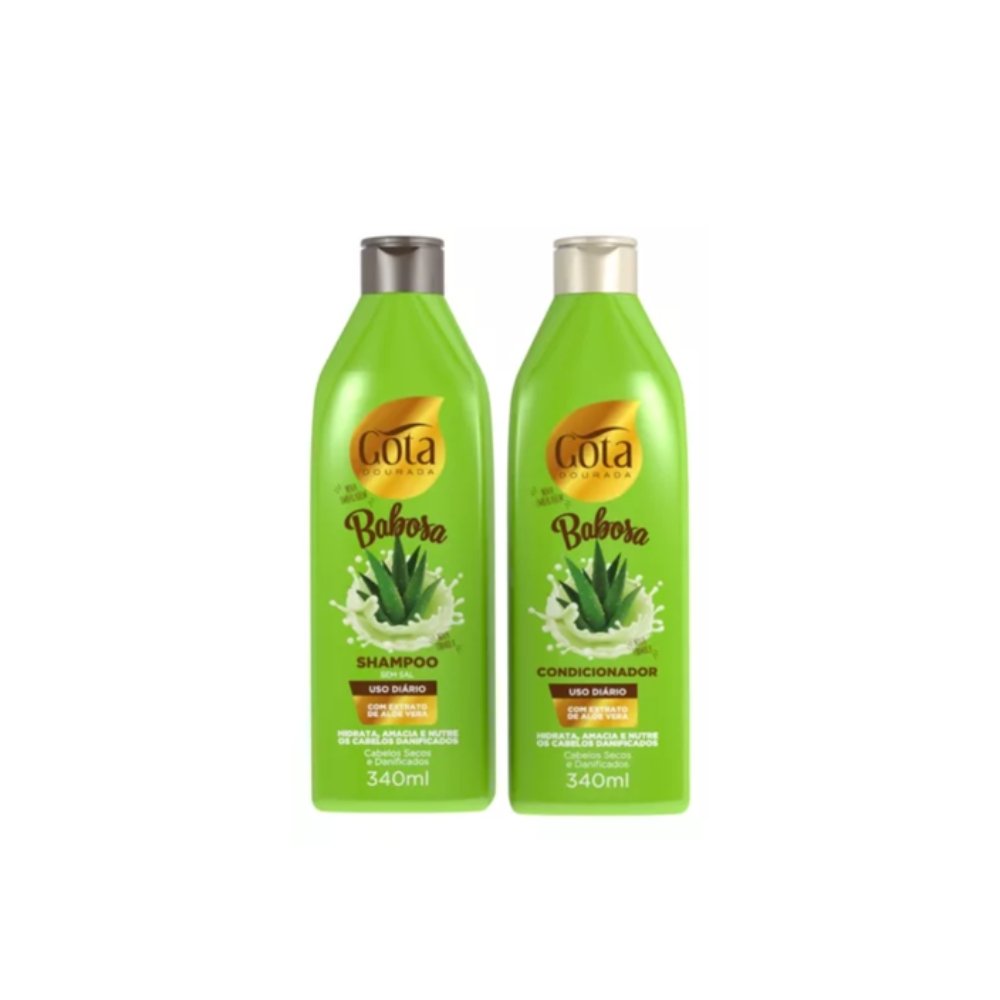 Kit Shampoo e Condicionador Gota Dourada Babosa 340ml