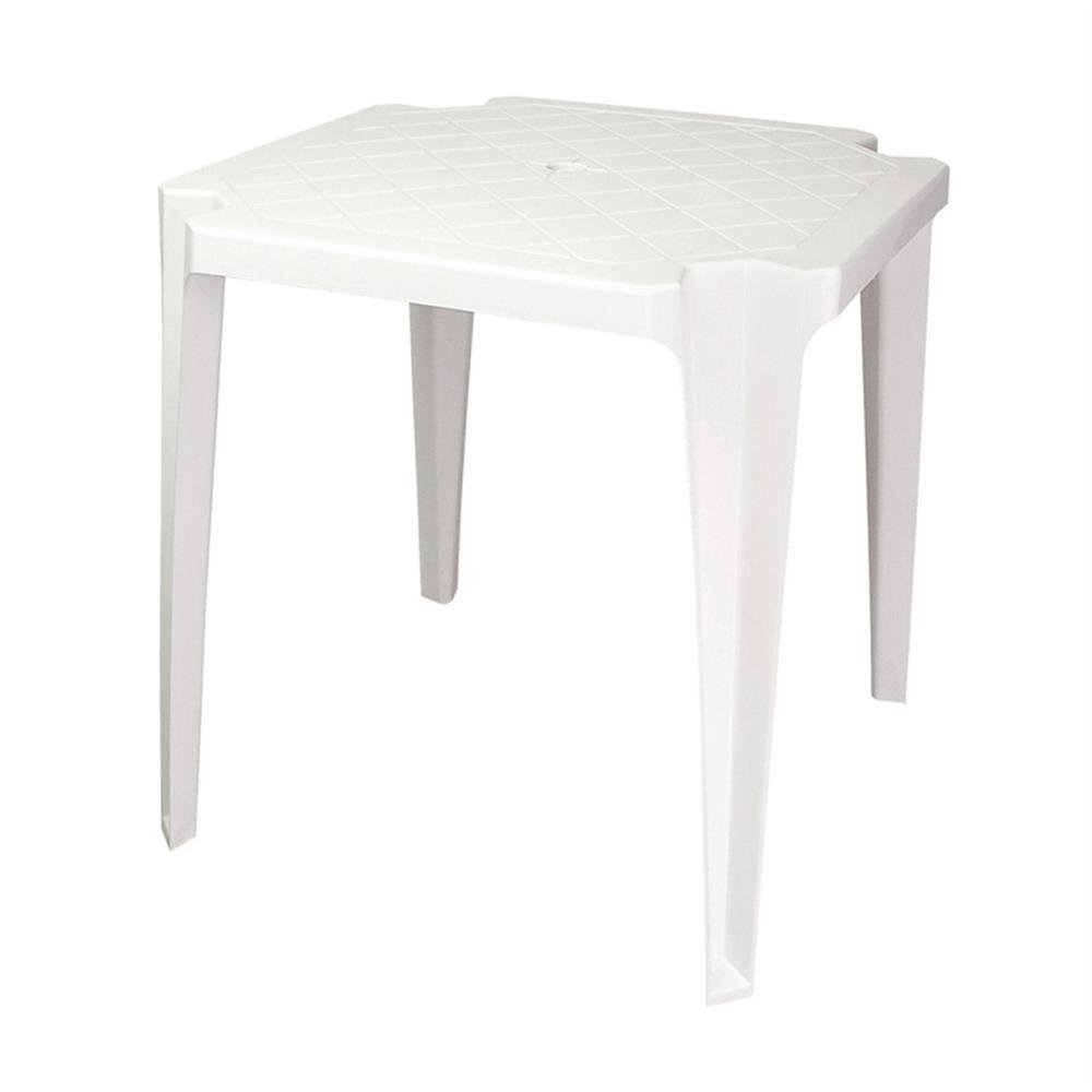 Mesa Plastica Quadrada 72Cm Branca Empilhavel Antares