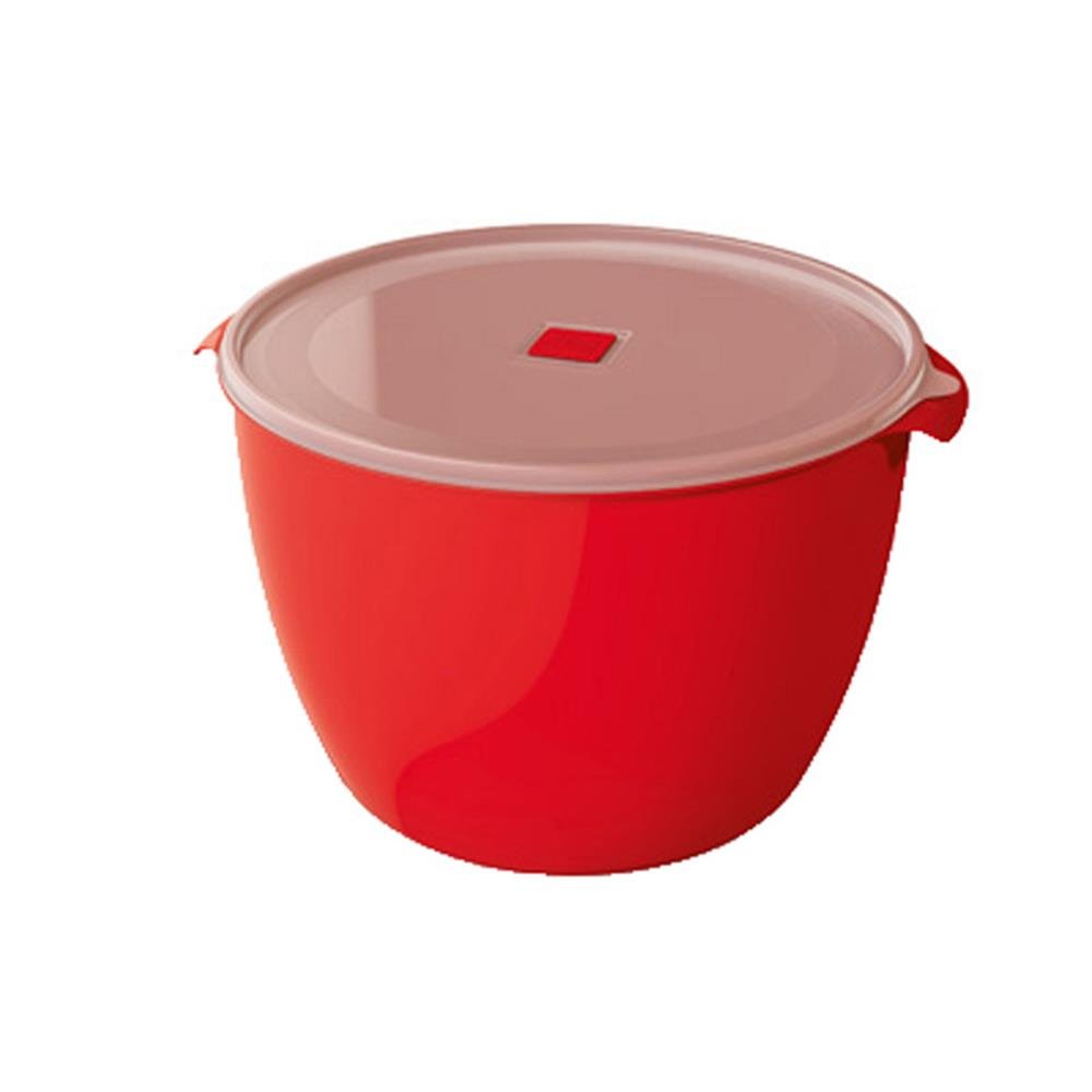 Bacia Plastica Redonda 10L C/Tampa Multiuso Vermelha