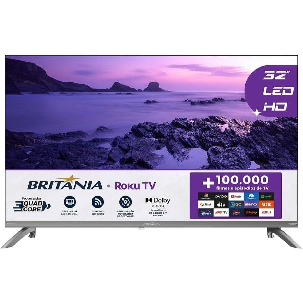 Smart Tv 32 Pol Hd Britânia B32kra Roku Tv Wi-Fi Dolby Audio - C