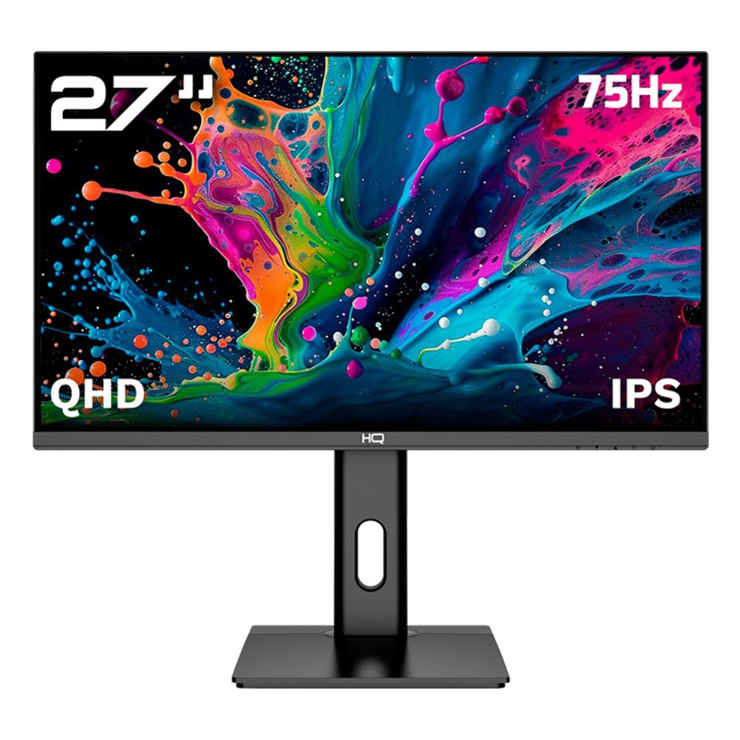 Monitor Hq Pro 27¿, Ips, 1Ms, Qhd 2560X1440, Ergonômico, Ajuste De Altura E Rotação, Hdmi + Dp Frameless Hq27aj75