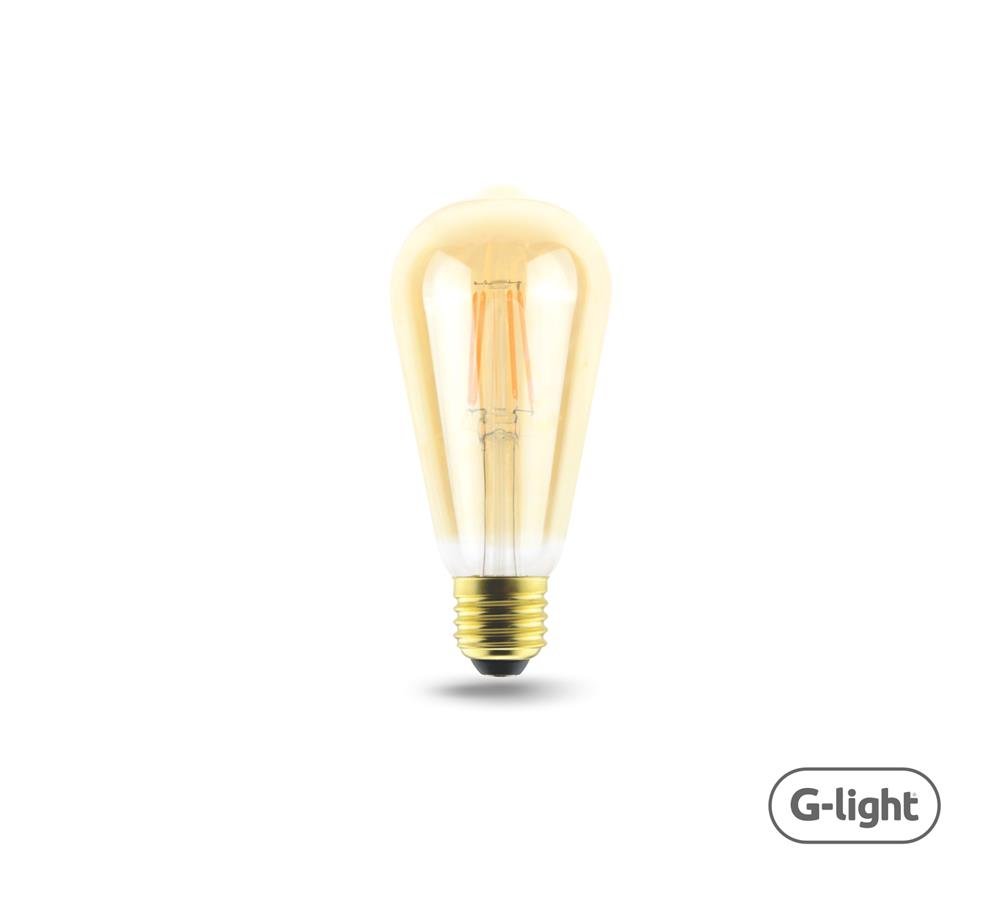Lâmpada St64 Filamento Led Bulbo Âmbar 4W 2500K Autovolt E27