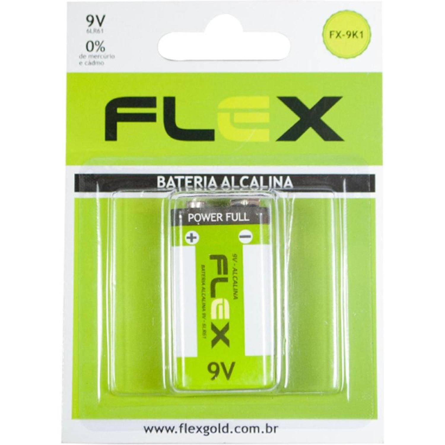 Bateria Alcalina 9V (C/1 Bateria) Flex Un.Venda: Car/1