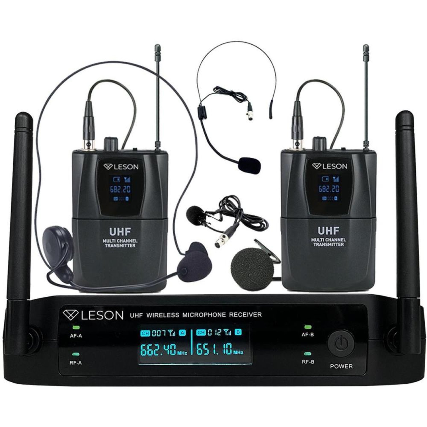 Sistema De Microfone Duplo Sem Fio Com Headset Leson Ls962 Preto Un.Venda: Pc/1