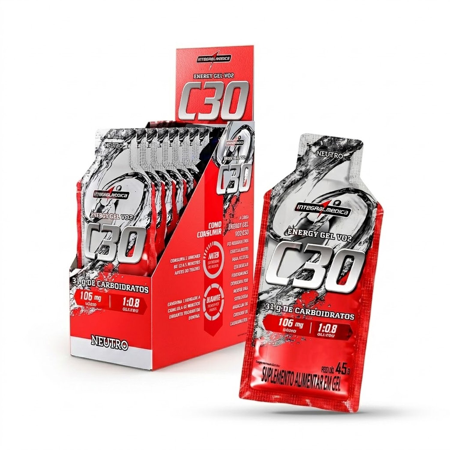 Vo2 Energy Gel C30 450G Integralmédica 10 Unid - Neutro