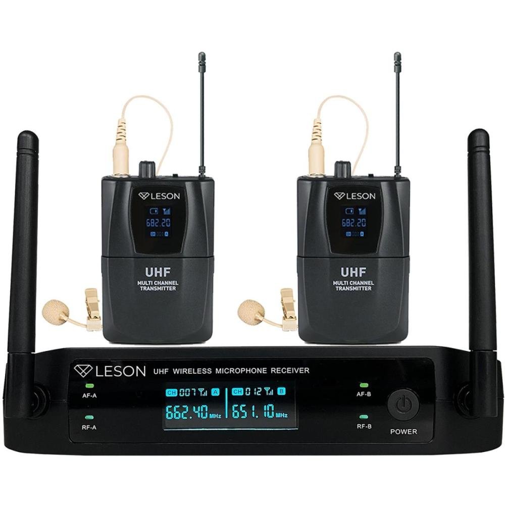 Sistema De Microfone Duplo Sem Fio Leson Ls962 Preto Un.Venda: Pc/1