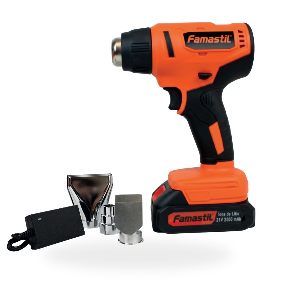 Soprador Térmico Com Bateria 21V E Led Famastil F23.01 Portátil Para Uso Profissional