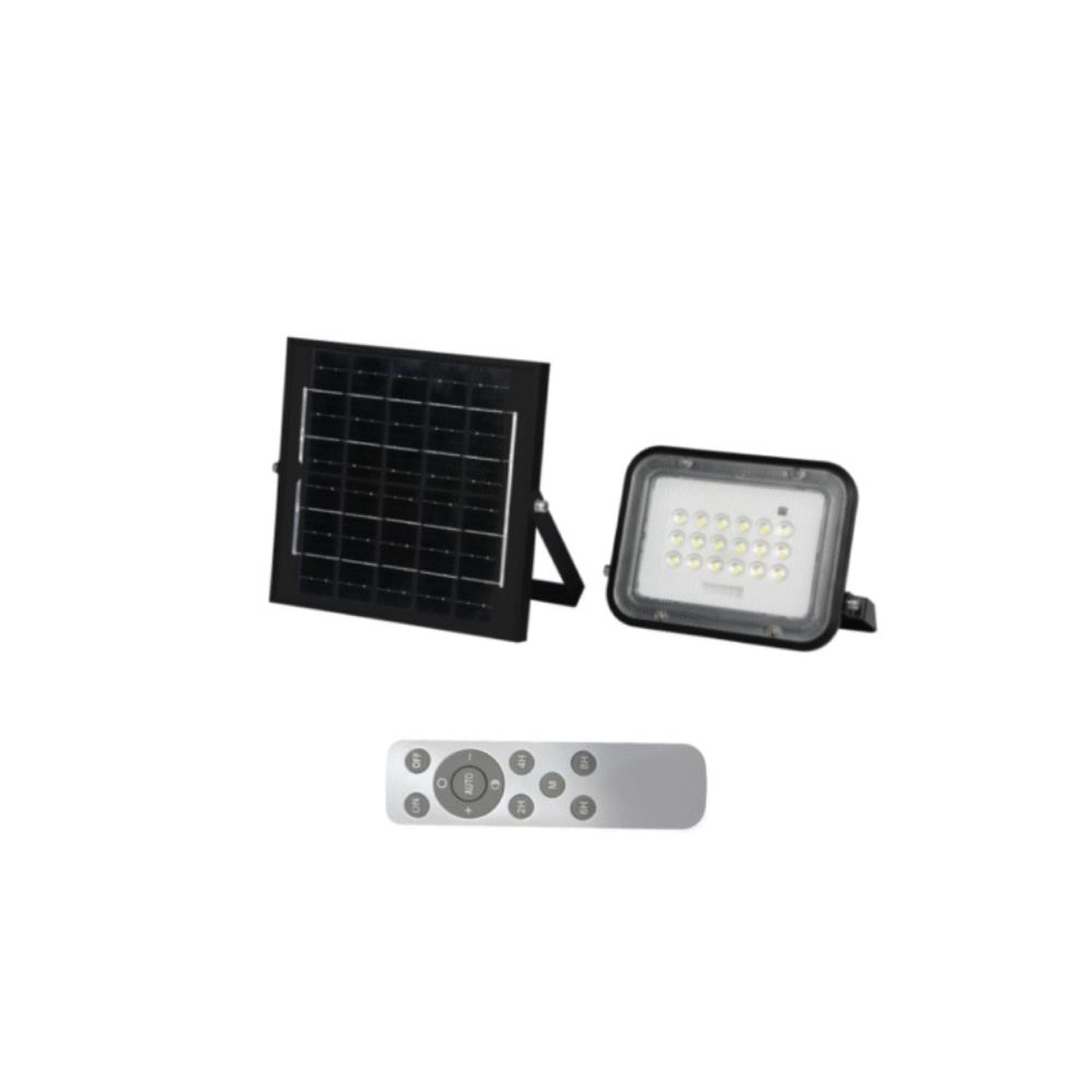 Refletor Led Solar Foxlux Led38.52 100W 6500K Branco Frio Preto Para Iluminação Externa Sem Fio