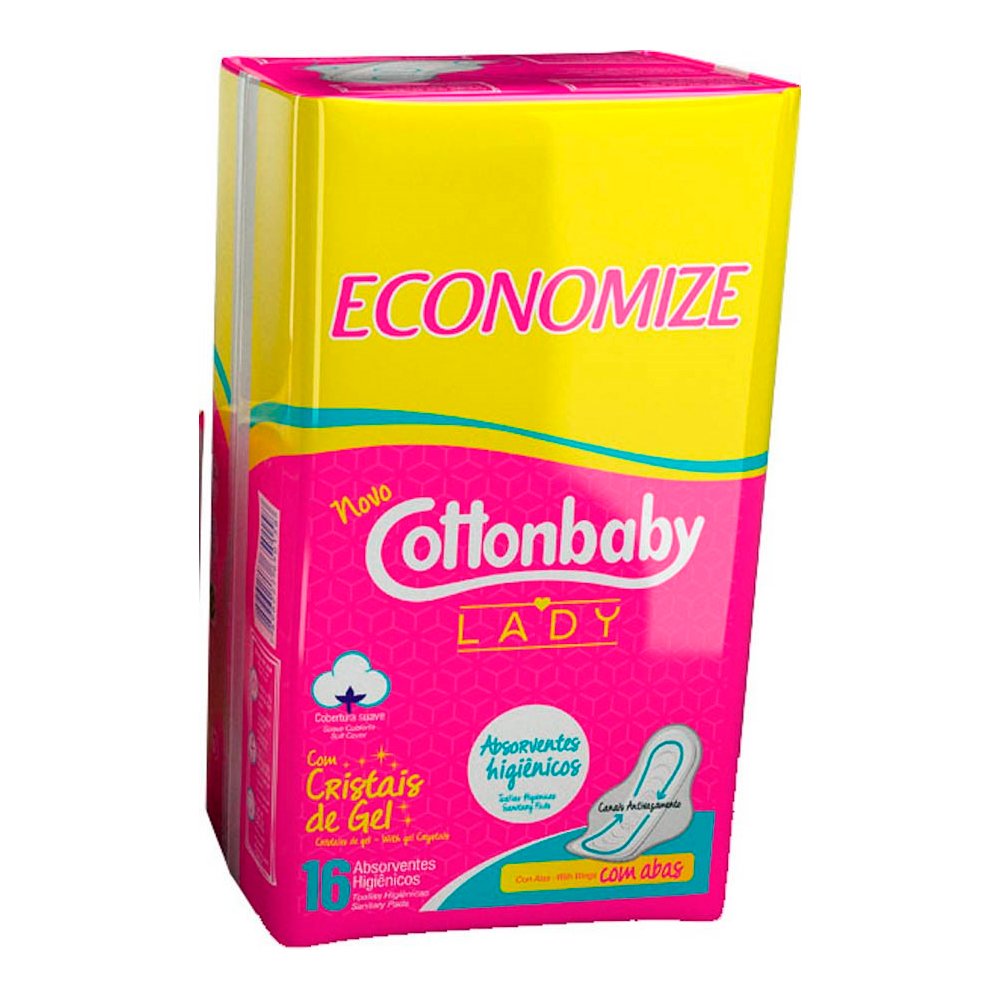Absorvente Cottonbaby Lady Com Aba Com 16 Unidades
