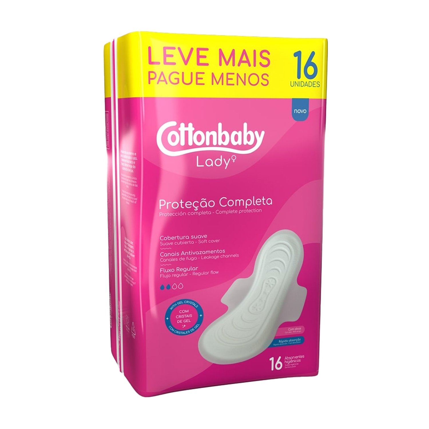 Absorvente Cottonbaby Lady Suave Com Abas Leve Mais Pague Menos - Embalagem Com 16 Unidades
