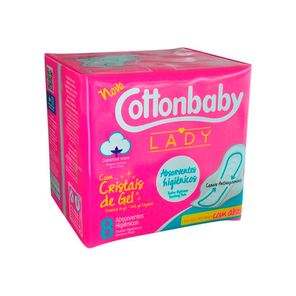 Absorvente Cottonbaby Lady Com Aba Com 8 Unidades