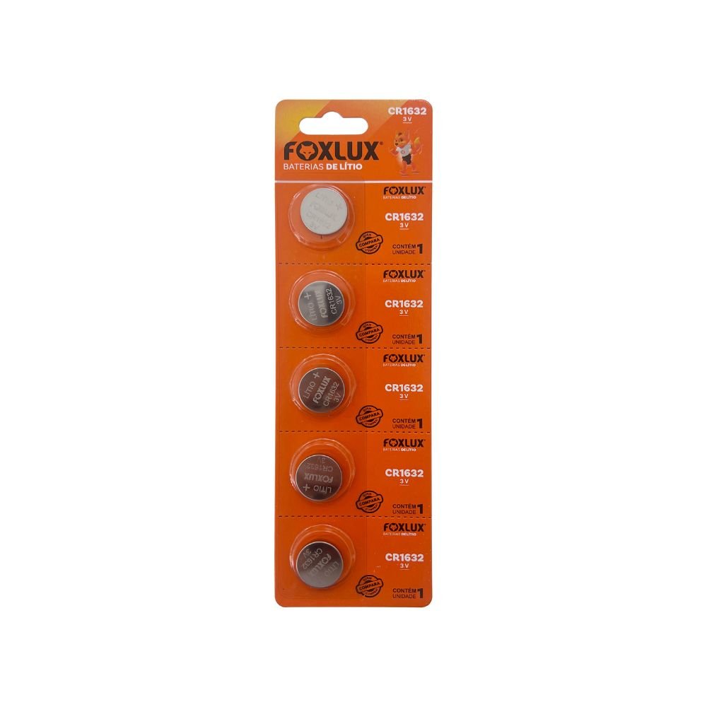 Bateria De Lítio Foxlux Cr1632 3V Cartela Com 5 Unidades
