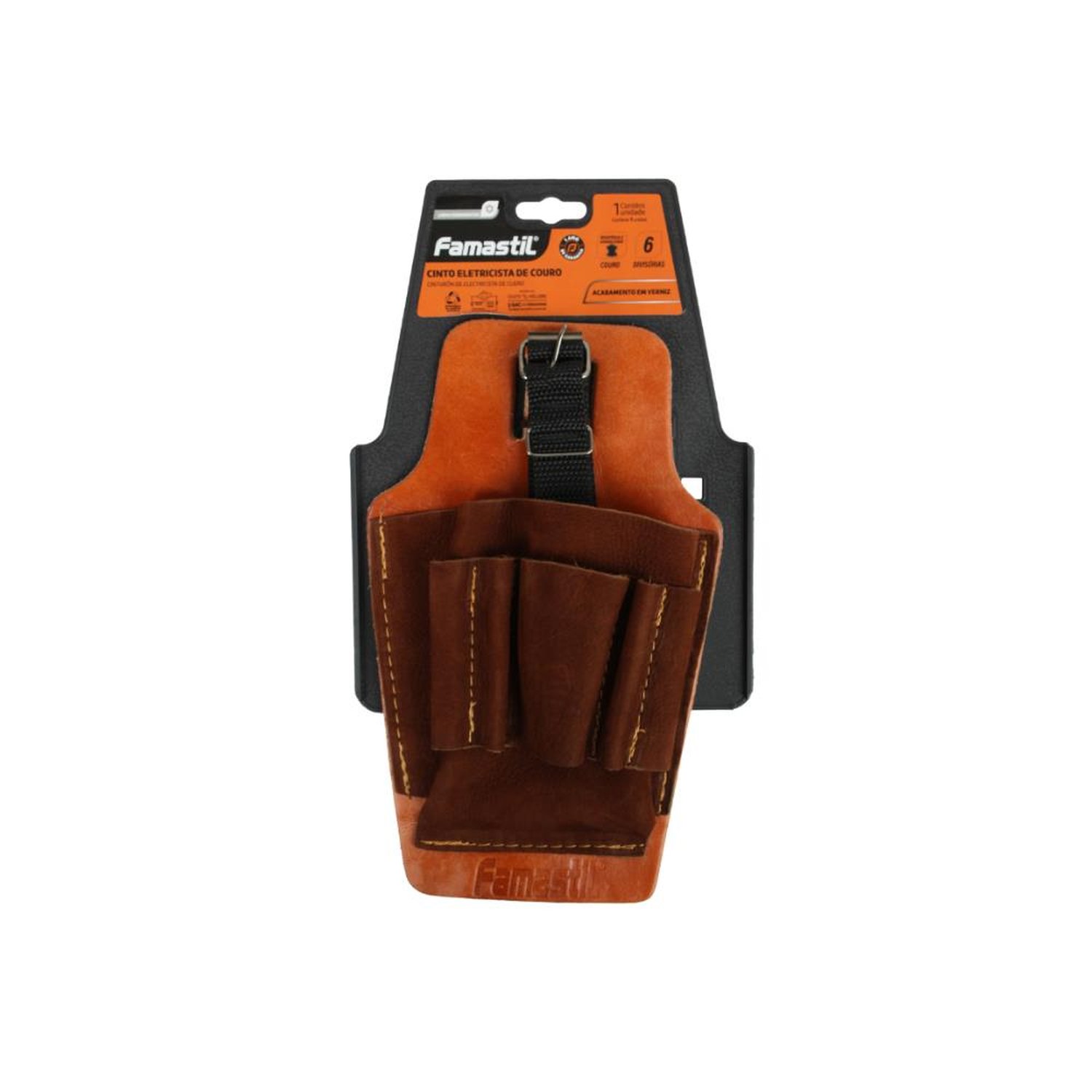 Cinto Carpinteiro Bolsa Simples Em Couro Famastil F27.05 Resistente