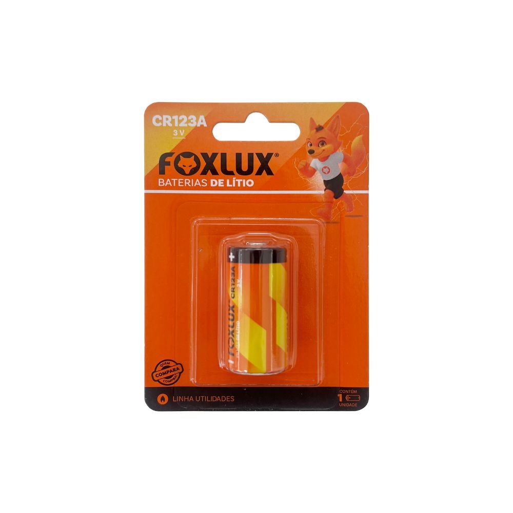 Bateria De Lítio Foxlux Cr123a 3V Cartela Com 1 Unidade