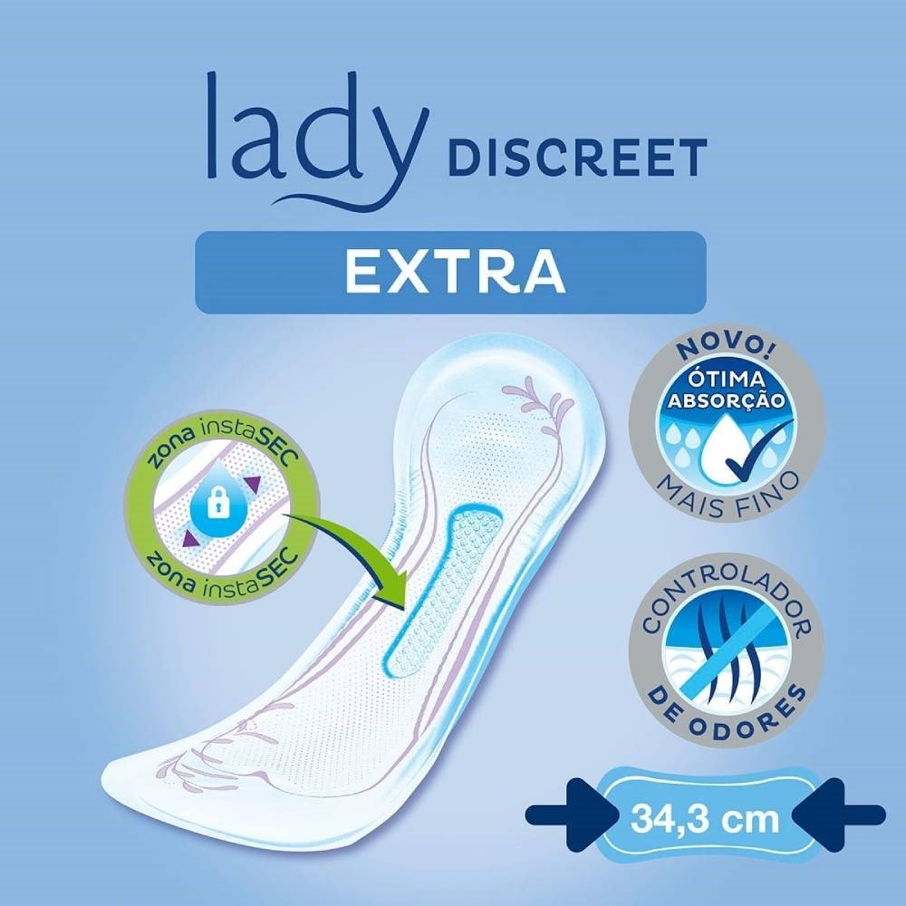 Absorvente Para Incontinência Urinária Tena Lady Discreet Extra - 8 Pacotes com 8 Tiras