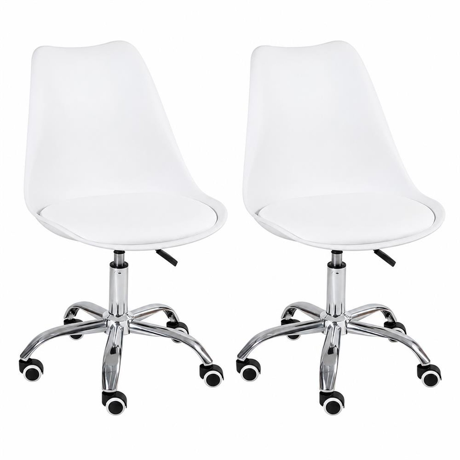 Kit 2 Cadeira Home Office Leda Giratória Assento Em Polipropileno Com Almofada Branco