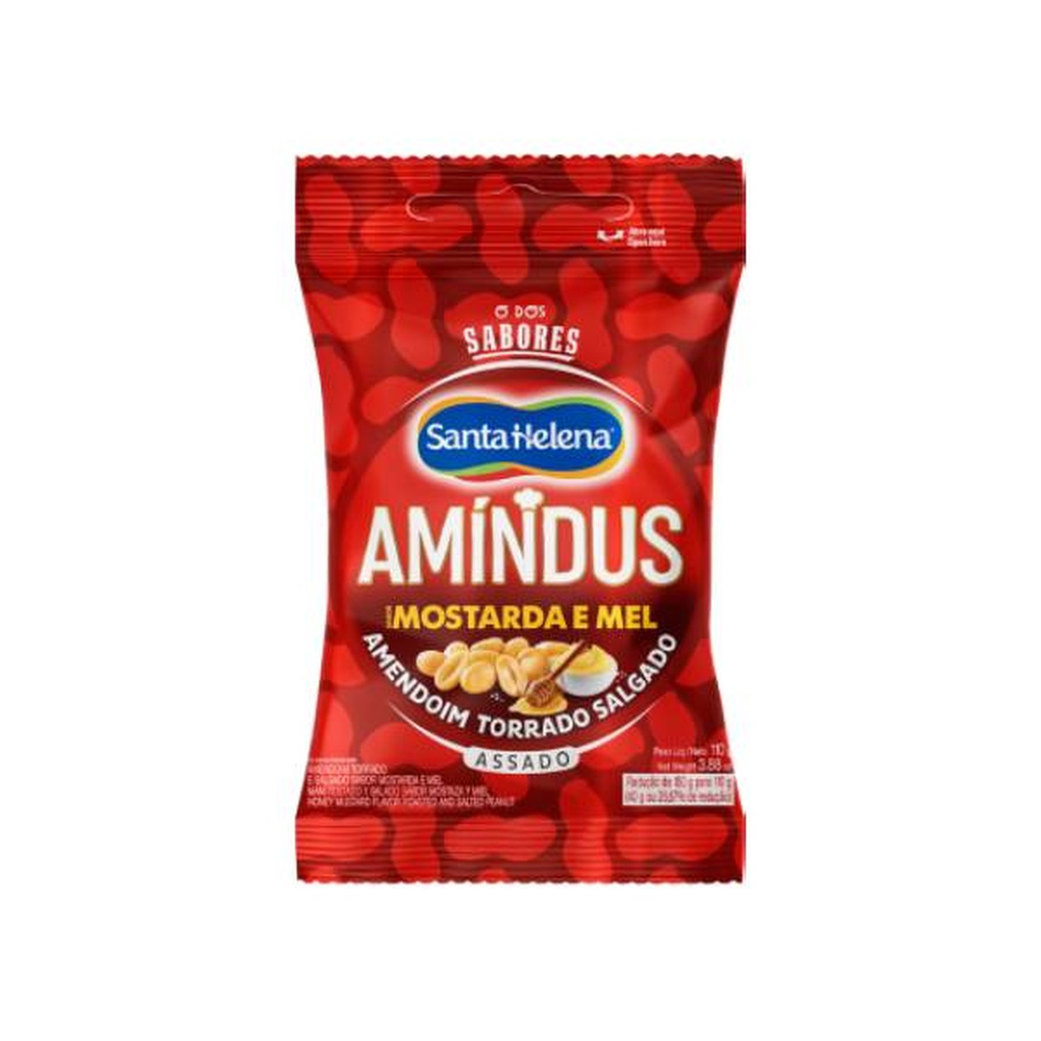 Amindus Amendoim Sem Pele Salgado Mostarda E Mel 110G