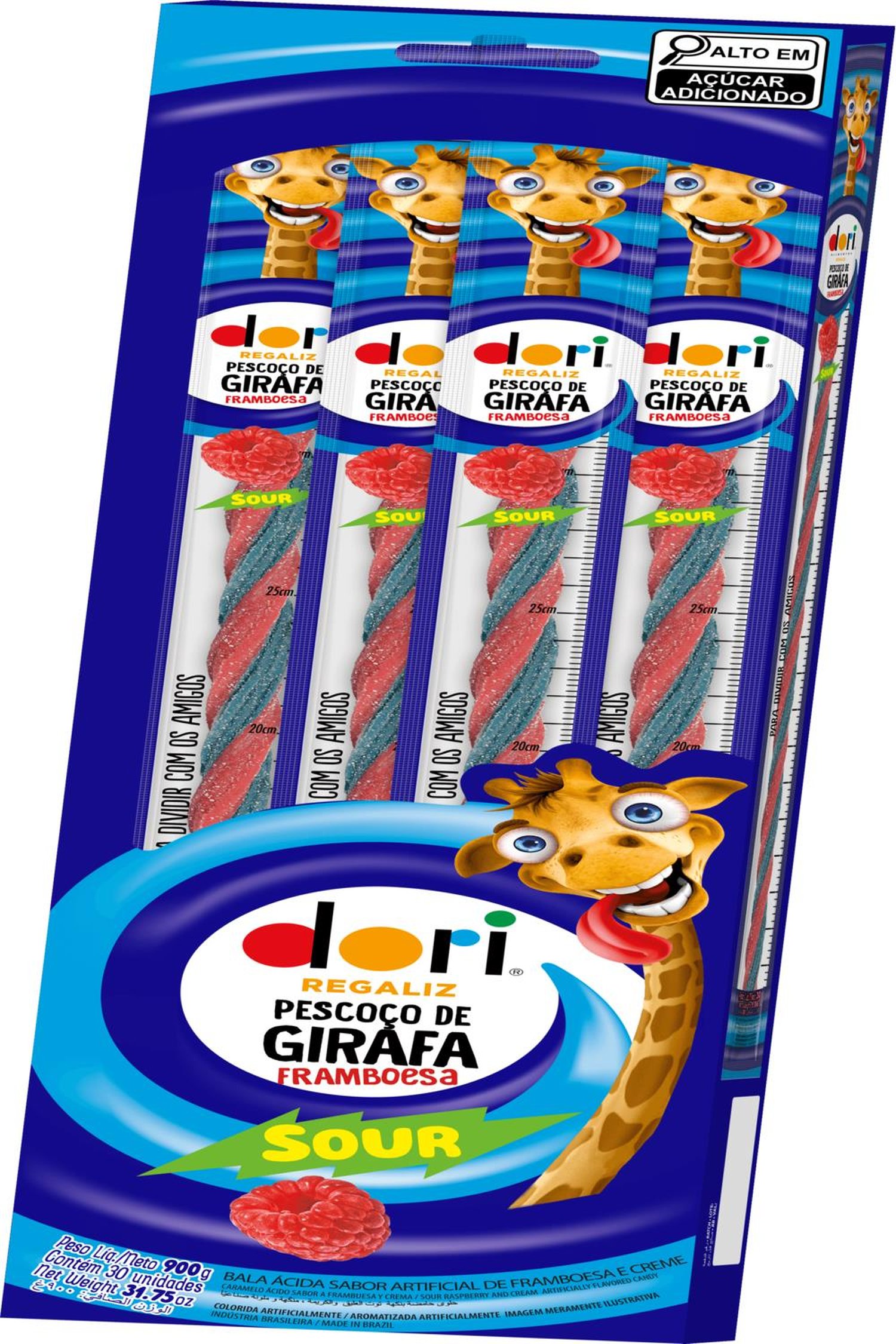 Bala Dori Regaliz Pescoço De Girafa Framboesa 30G
