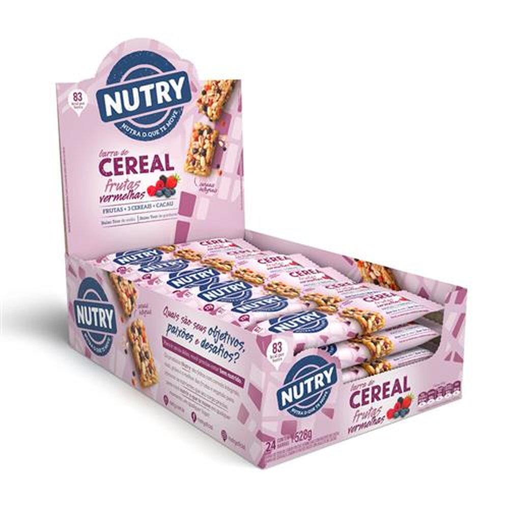 Barra De Cereal Nutry Frutas Vermelhas Display Com 24 Unidades De 22g Nutrimental