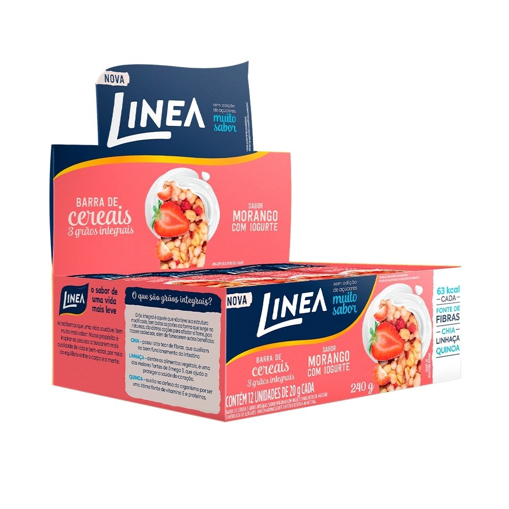 Barra de Cereal Linea Morango com Iogurte 20g - Embalagem com 12 Unidades