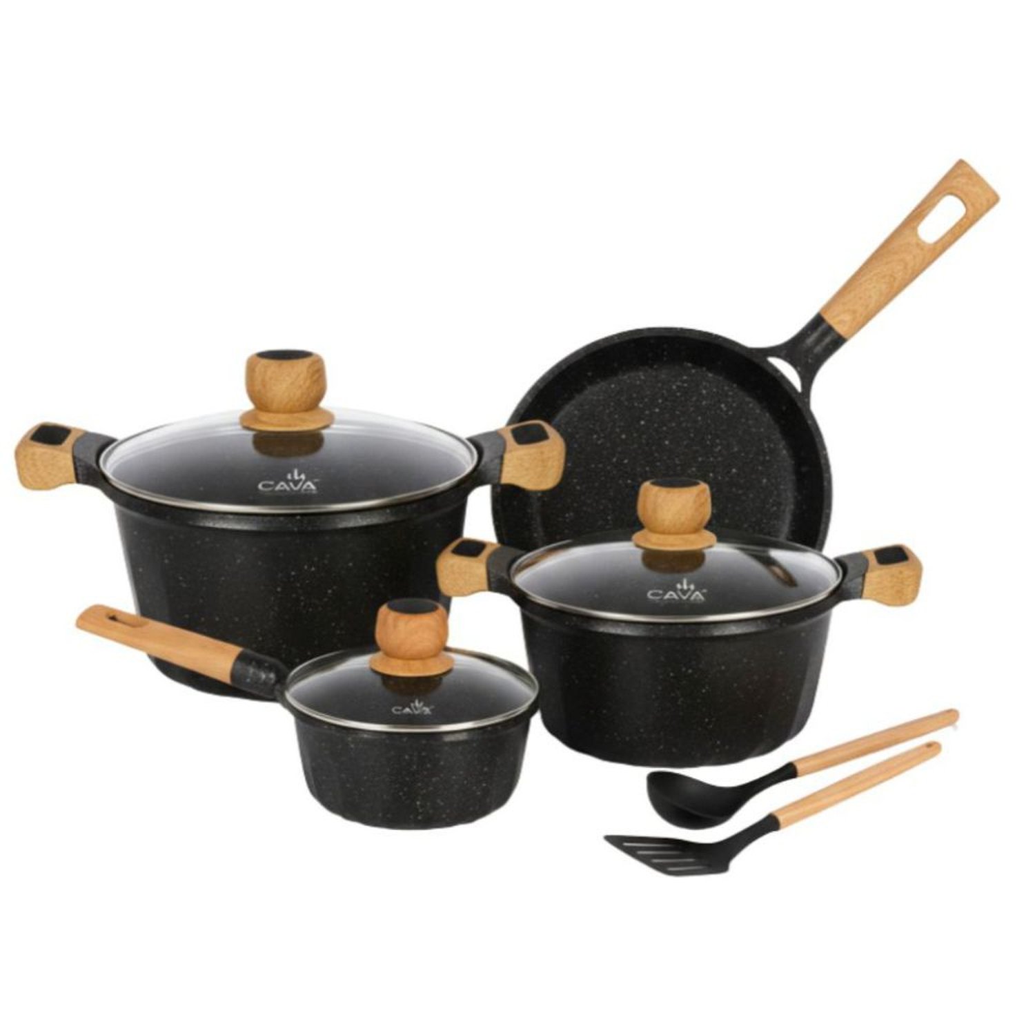 Jogo De Panelas Indução Aluminio Com Revestimento Cerâmica 6 Peças Preto French Cava
