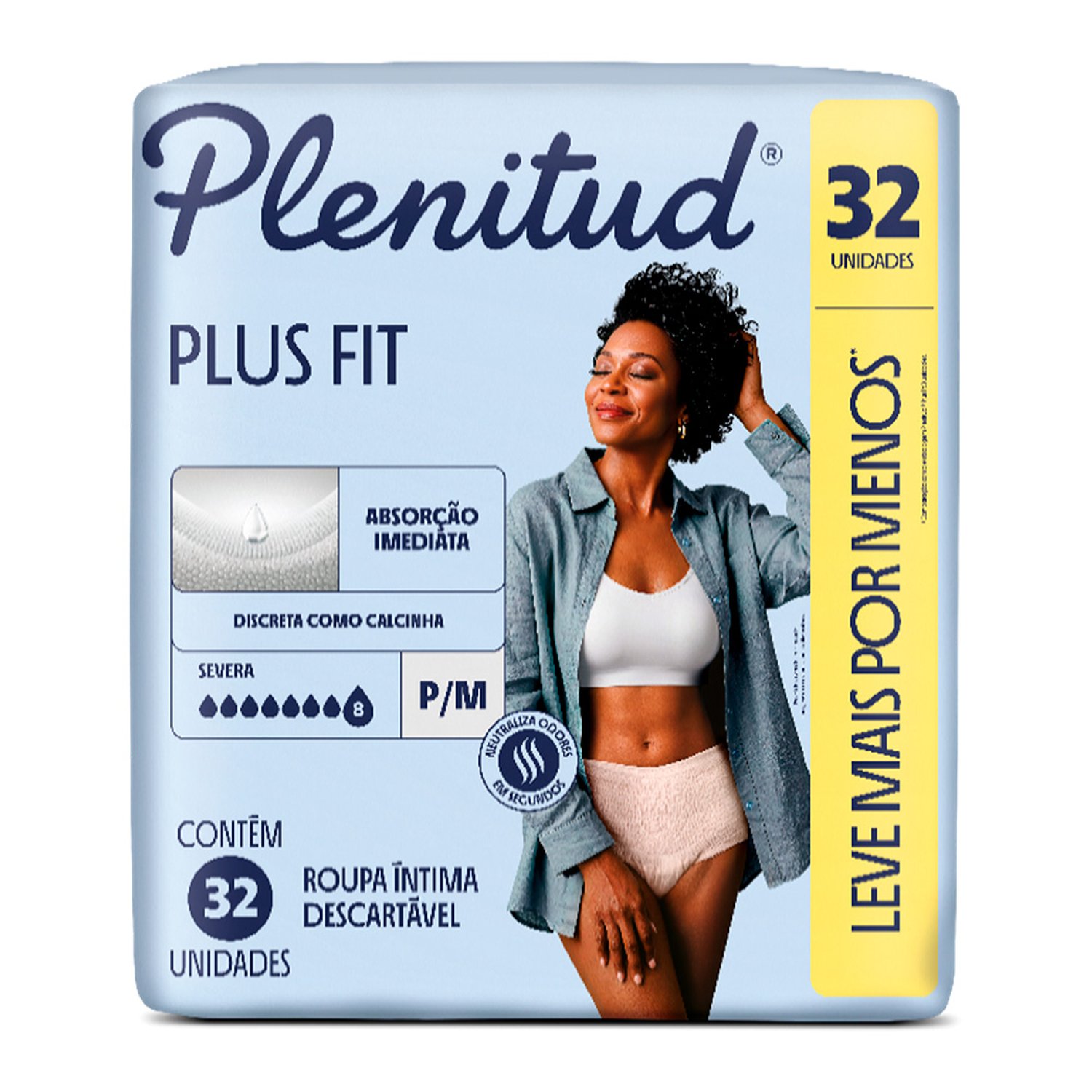 Roupa Intima Plenitud Plus Fit P/M Com 32 Unidades Leve Mais Por Menos