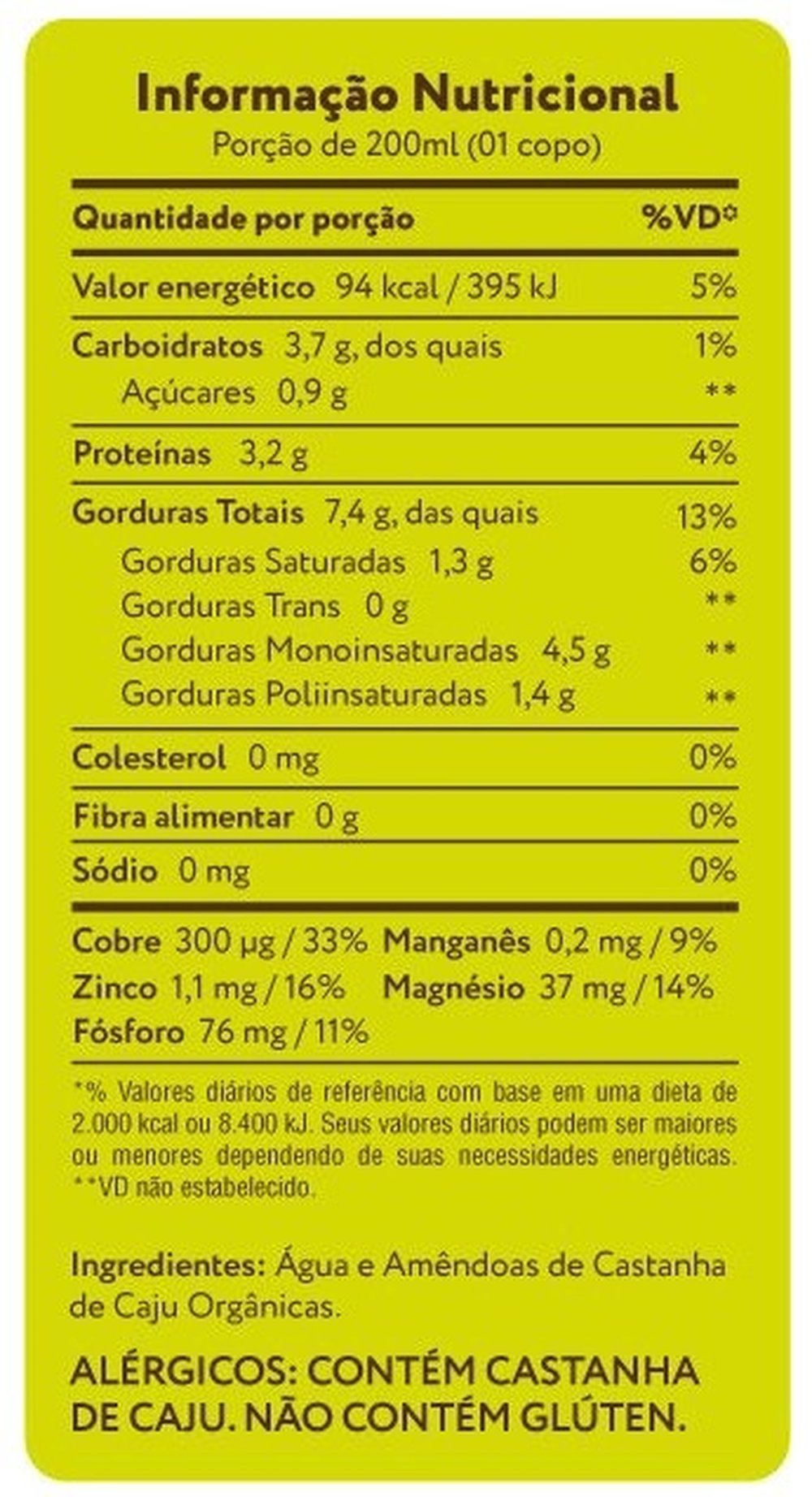 Bebida Vegetal A tal da Castanha Natural 200 ml