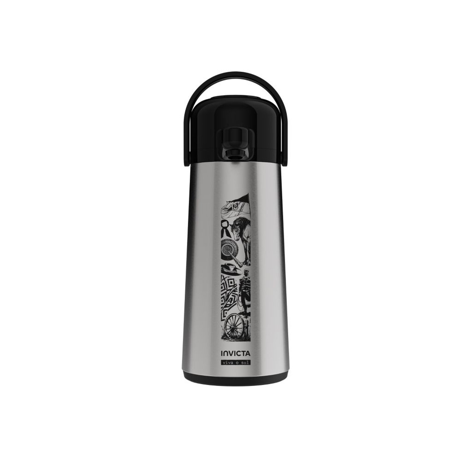 Garrafa Invicta Air Pot 1,8L Dec. Viva O Sul Inox