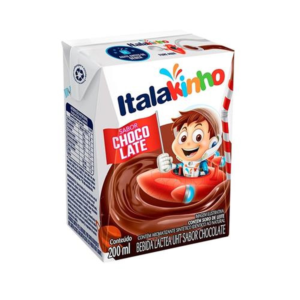 Bebida Láctea Italakinho UHT Chocolate 200ml Embalagem com 24 Unidades