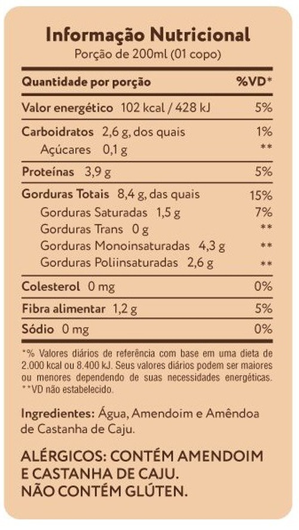 Alimento de Castanha de Caju+Amendoim 1L