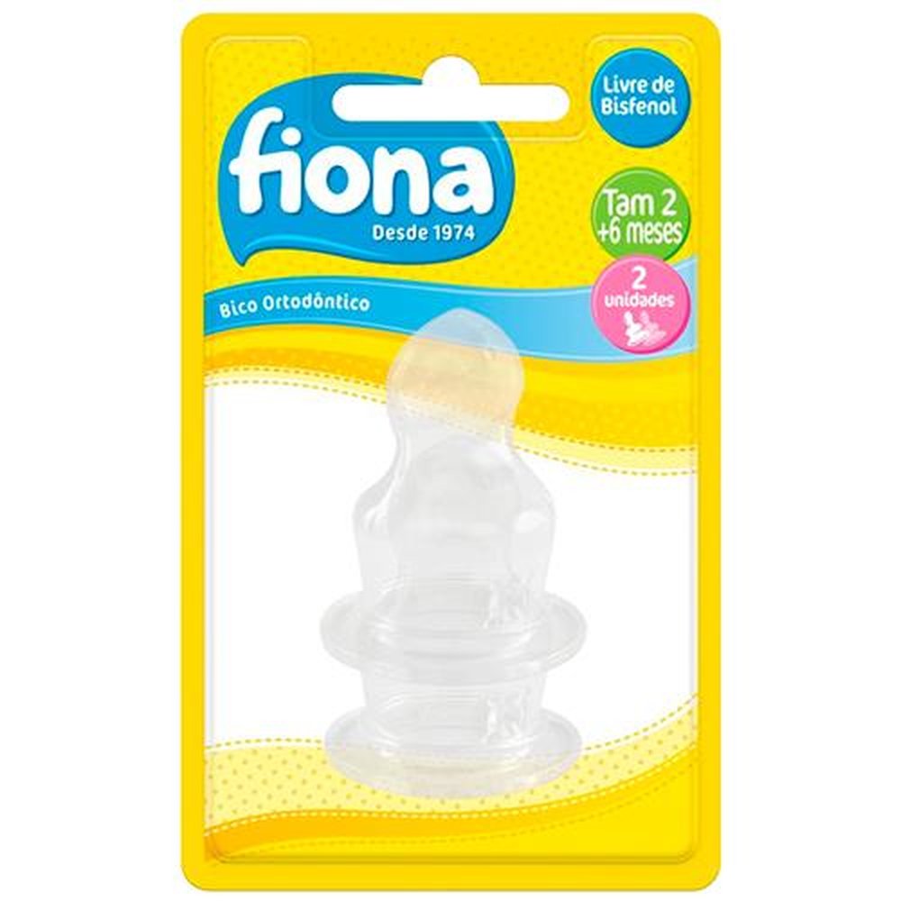 Bico Mamadeira Fiona Ortodontico Silicone Tamanho 2 Com 2