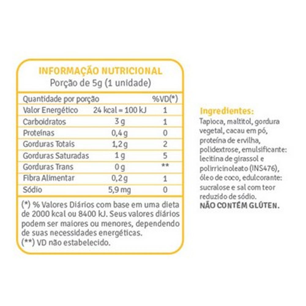 Biscoito de Tapioca com Chocolate Display (Emb. contem 20 und. de 5g)
