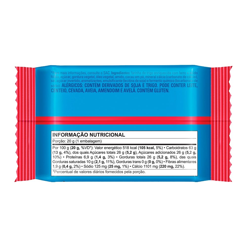 Biscoito Wafer Passatempo Chocolate Pacote 20g - Embalagem com 28 Unidades