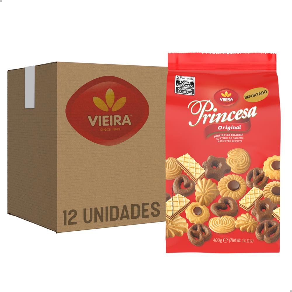 Biscoito Sortido Princesa 400G Caixa Com 12 Unidades