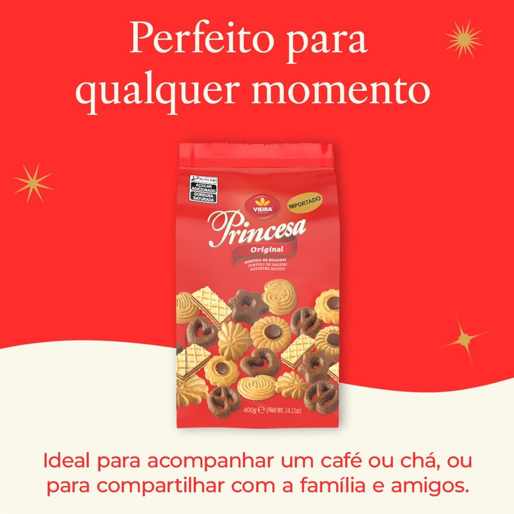 Biscoito Sortido Princesa 400G Caixa Com 12 Unidades