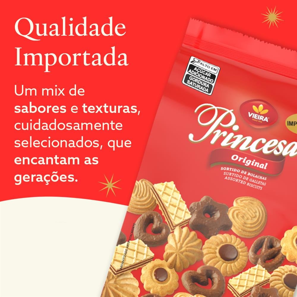 Biscoito Sortido Princesa 400G Caixa Com 12 Unidades