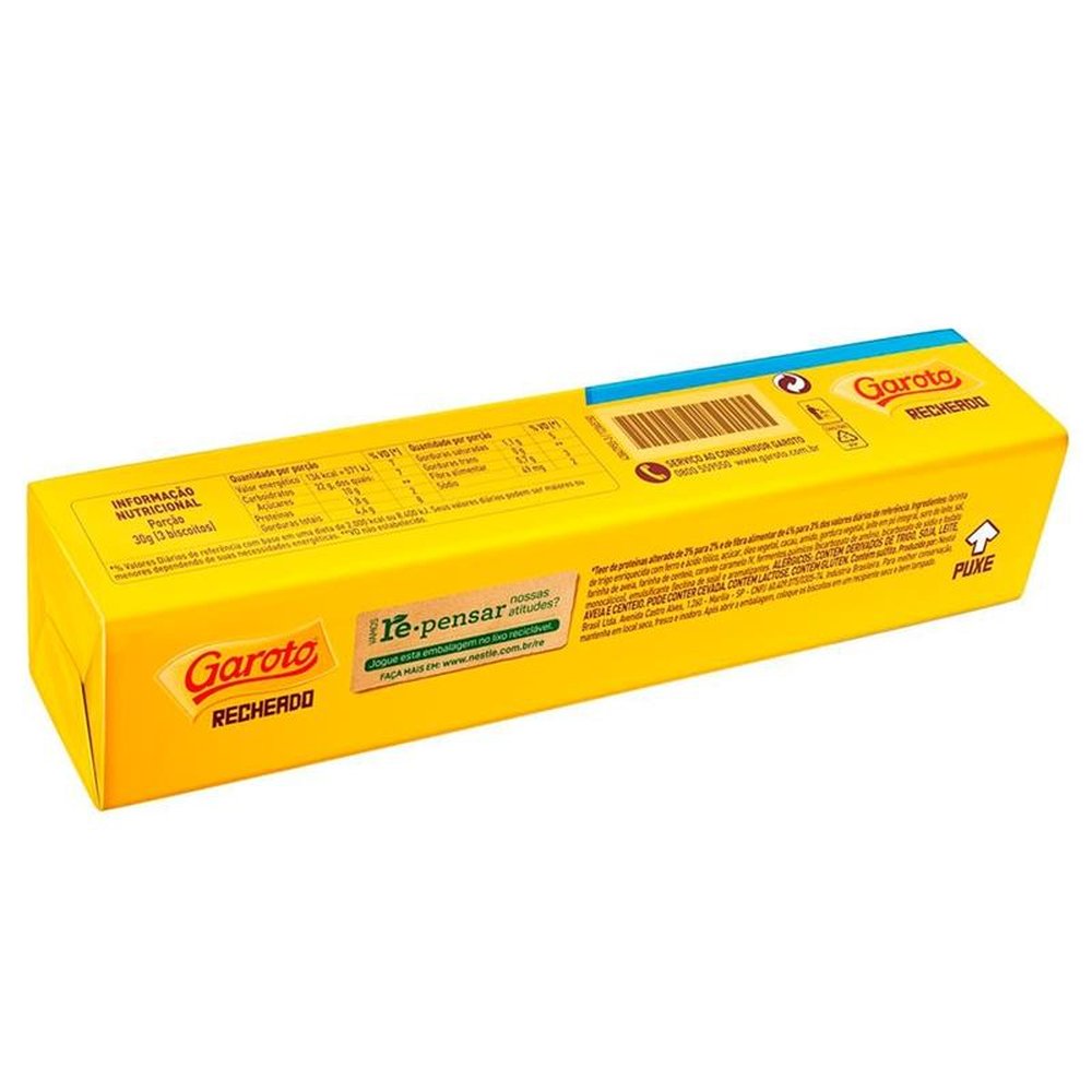 Biscoito Garoto Recheado Chocolate 130g Embalagem com 70 Unidades