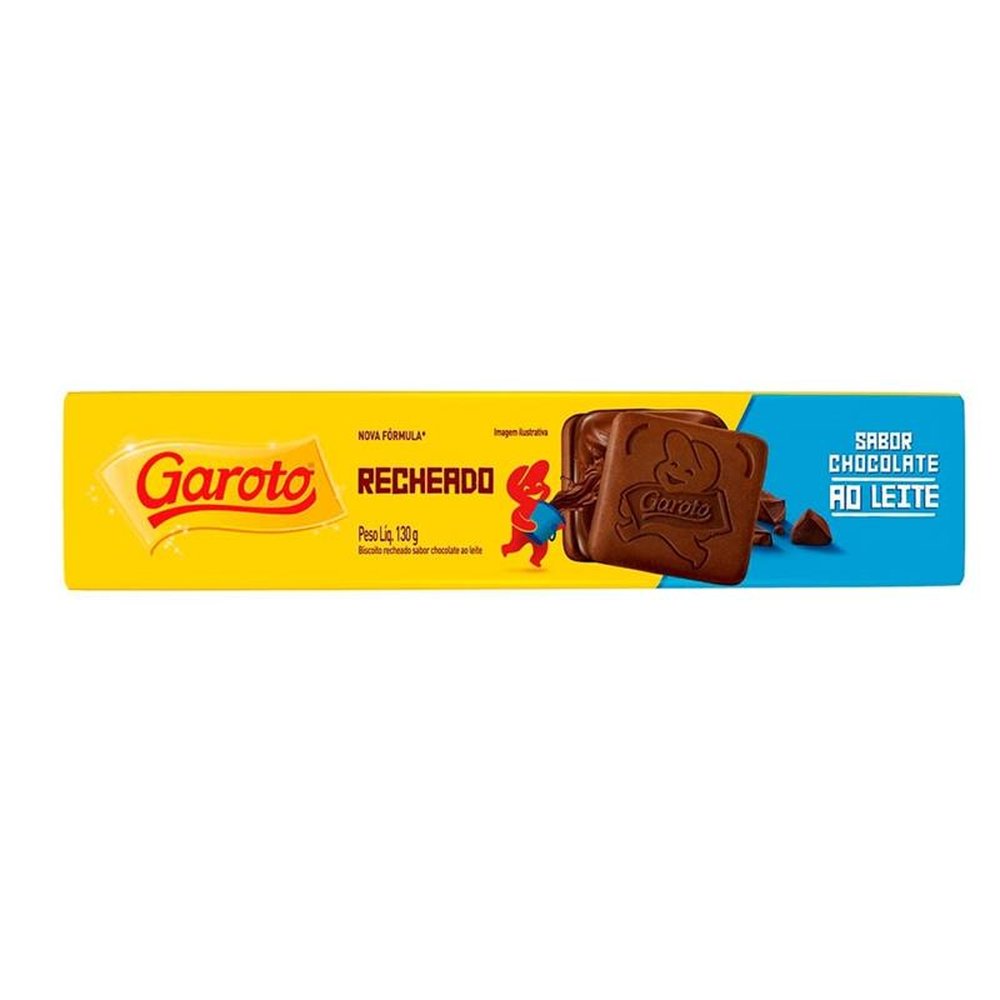 Biscoito Garoto Recheado Chocolate 130g Embalagem com 70 Unidades