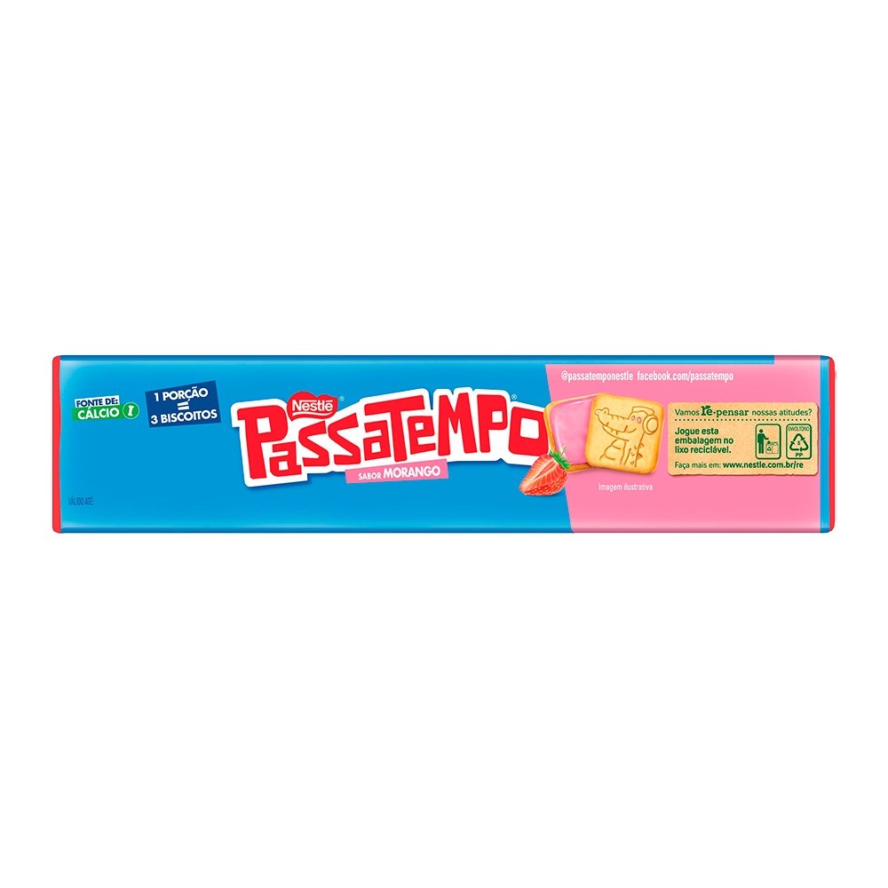 Biscoito Nestlé Passatempo Recheado Morango Pacote 130g - Embalagem com 70 Unidades