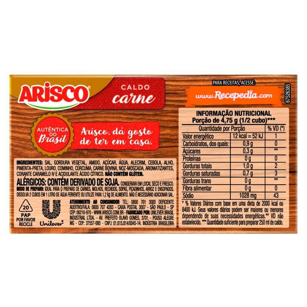 Caldo de Carne 57g - 10 unidades - Arisco
