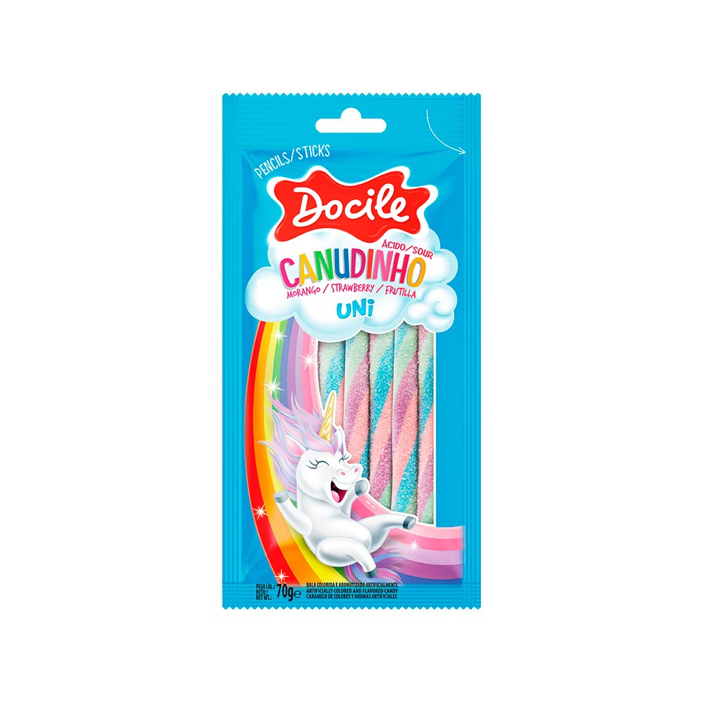Bala Docile Canudinho Citrico Unicornio 70g