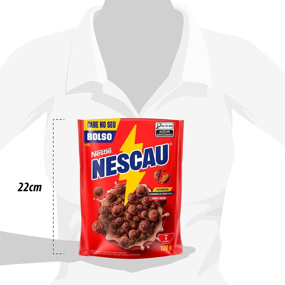Cereal Nestlé Nescau Matinal Sachê 120g - Embalagem com 20 Unidades