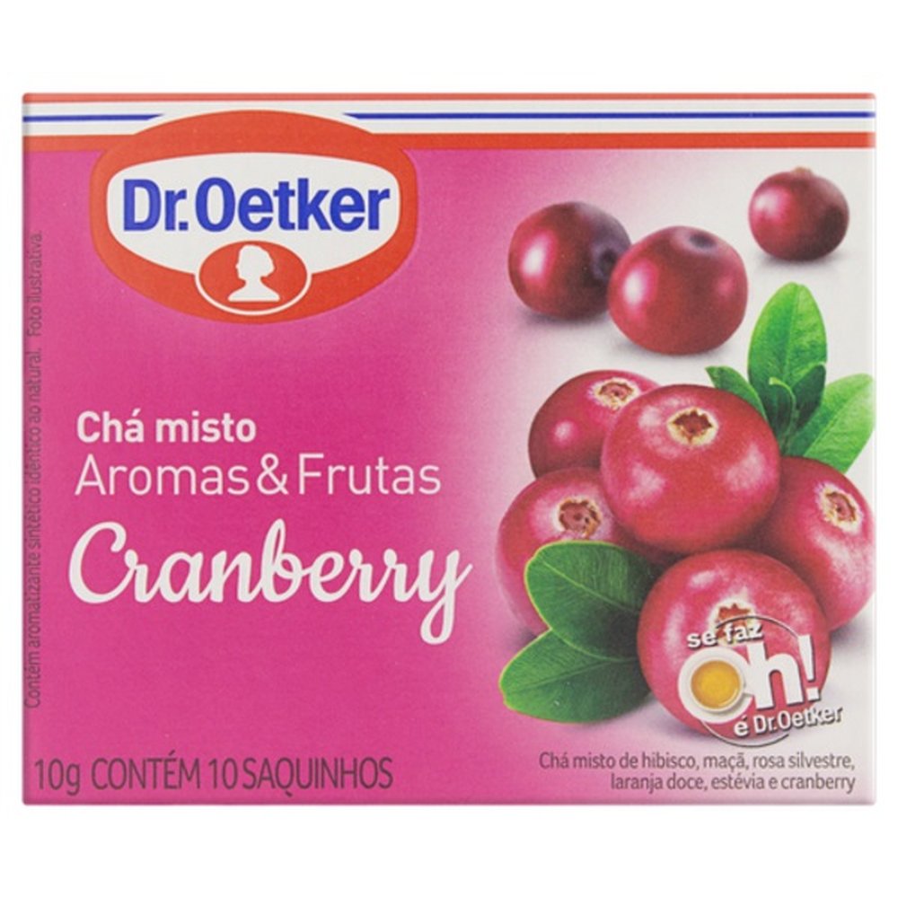 Cha Aromas e Frutas Cranberry Dr.Oetker 10g Com 10 Saches