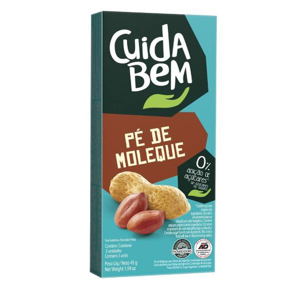 Pé De Moleque Cuida Bem Zero Açúcar Caixa De 45G Com 3 Unidades 15G Cada