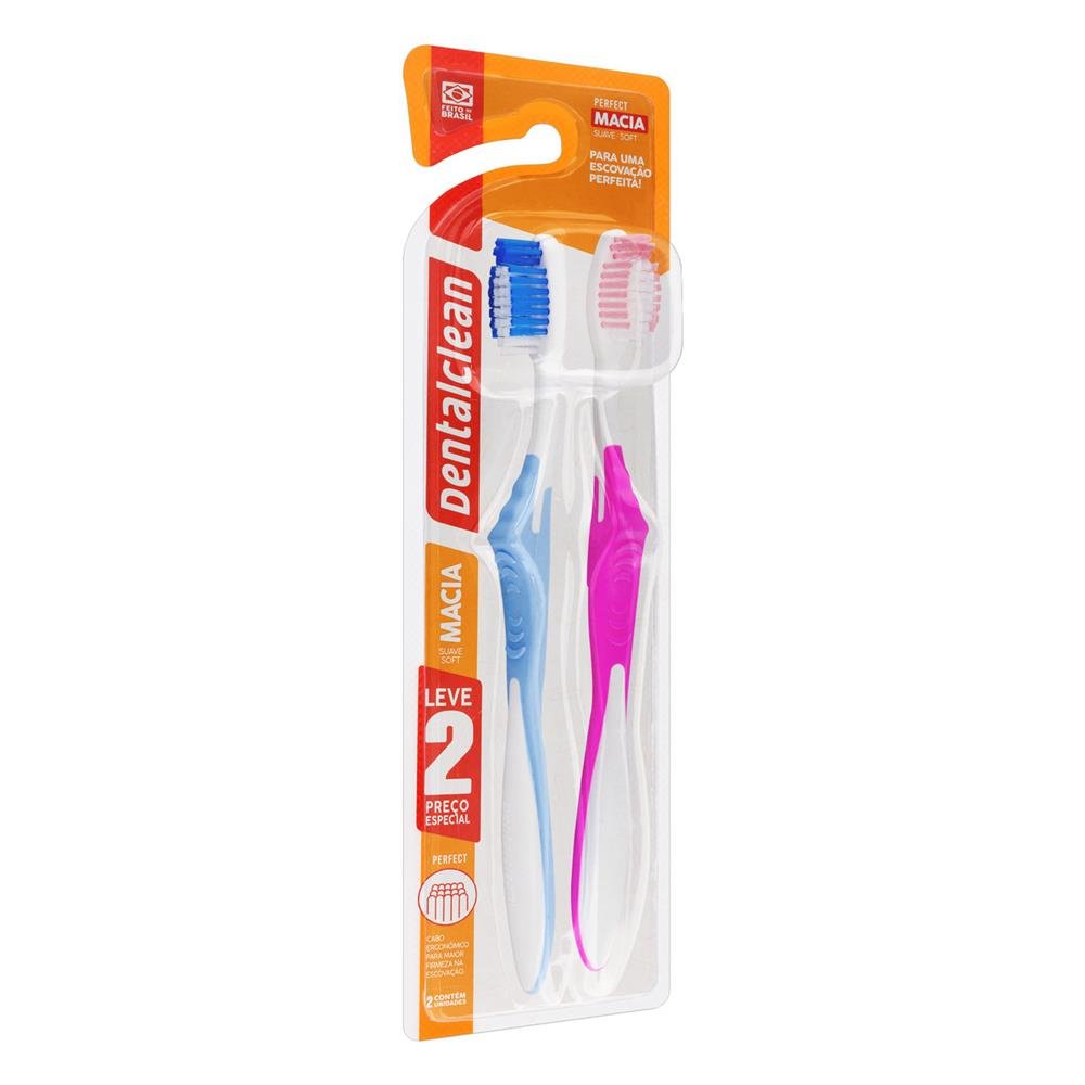Escova Dental Macia Dentalclean Perfect 2 Unidades