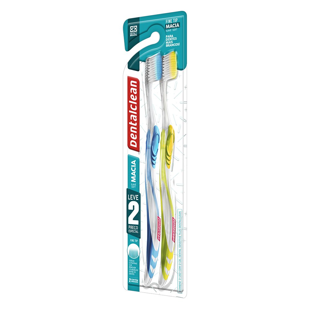 Escova Dental Macia Dentalclean Fine Tip 2 Unidades Grátis Sachê de Gel Dental Regenerador Sensitive 3g