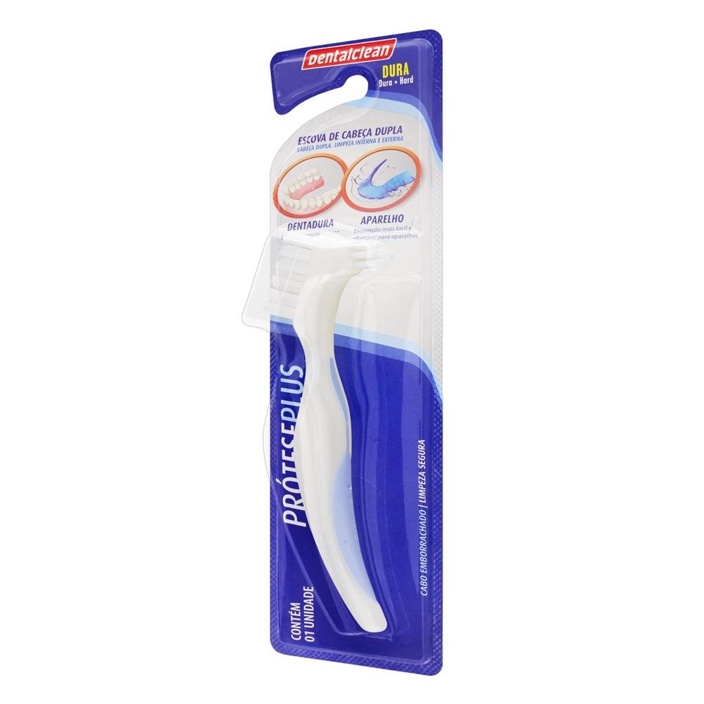 Escova Dental Dura Cabeça Dupla Dentalclean Prótese Plus