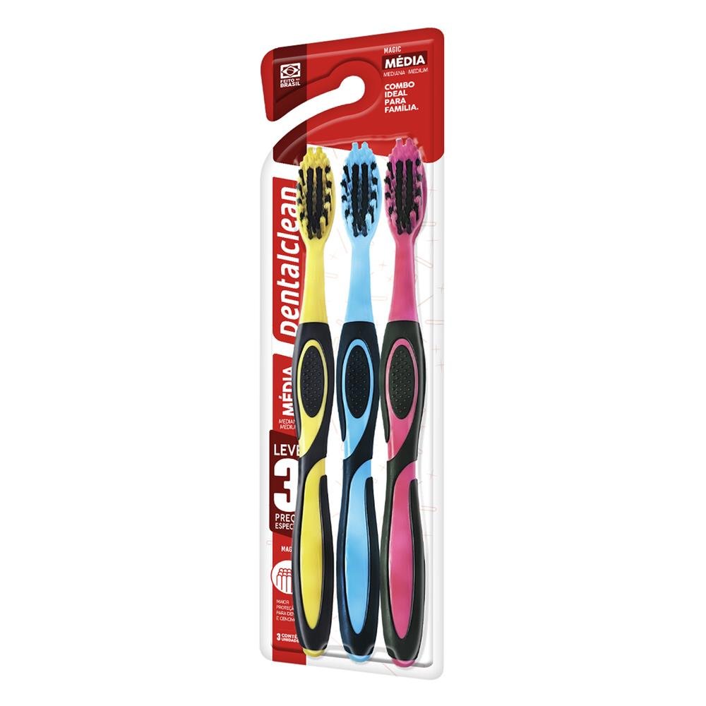 Escova Dental Média Dentalclean Magic 3 Unidades