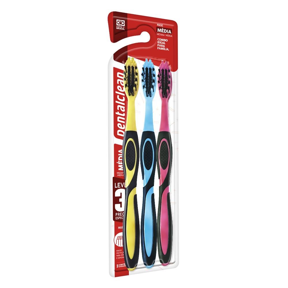 Escova Dental Média Dentalclean Magic 3 Unidades
