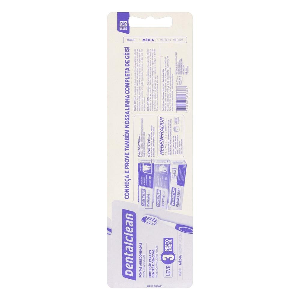 Escova Dental Média Dentalclean Magic 3 Unidades